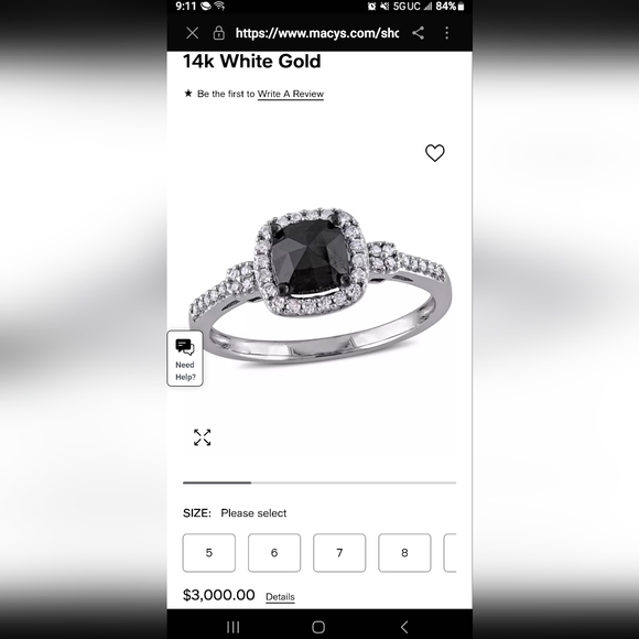 Black diamond ring w/ diamonds surrounding - Picture 8 of 8